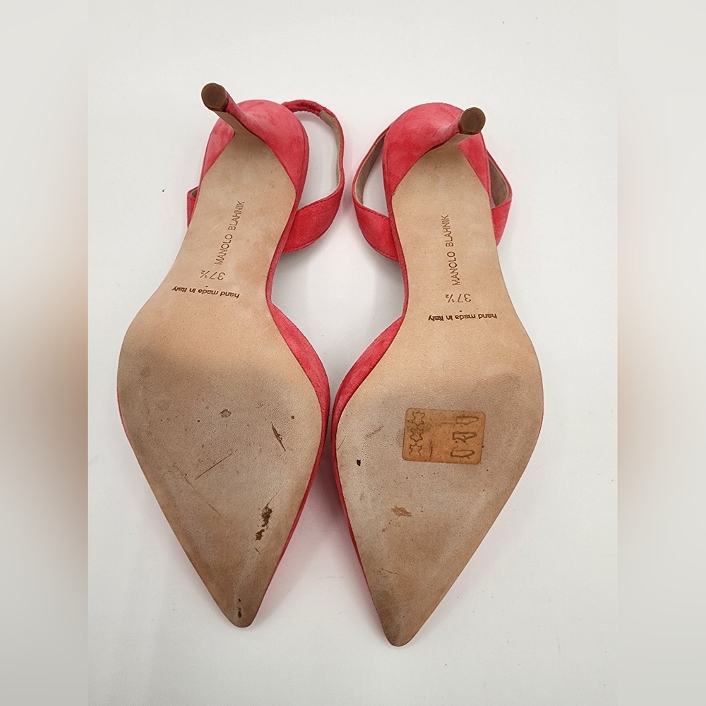 Manolo Blahnik Carolyne Slingback Pumps - Pink Suede - Picture 5 of 6